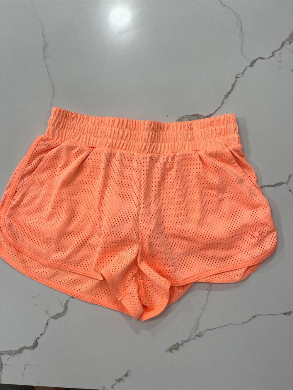 aerie Neon Peach Athletic Mesh Shorts